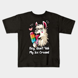 Funny Cute Llama Lover, Ice Cream Lover, Funny Animal Alpaca Kids T-Shirt